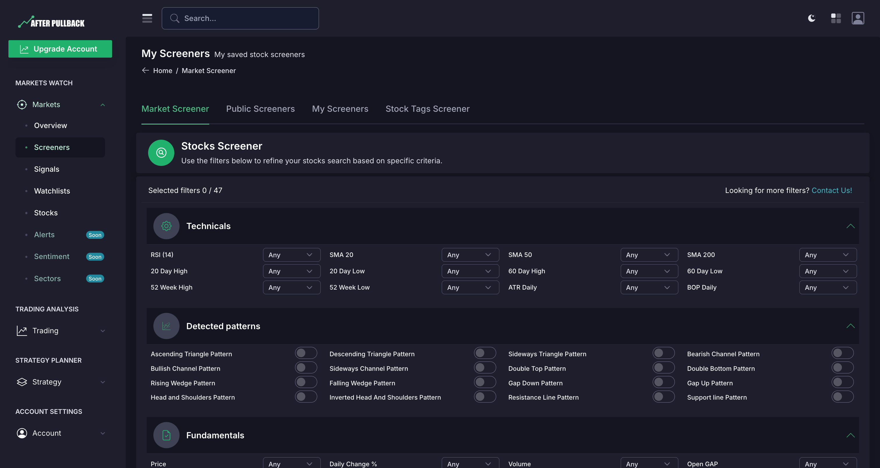 AfterPullback Stock Screener